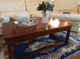 Empire style Coffee table, Chinese rug, collection of stoppers