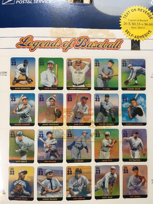 First day issue legends of baseball stamps