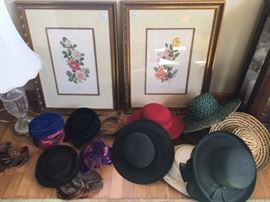 ladies hat collection and matching prints