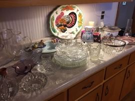 clear glass ware with other assortment's of glass