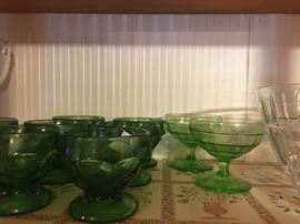 green depression glass ware