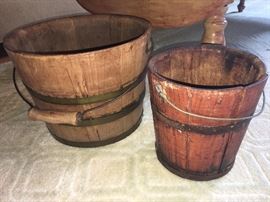 old wood buckets