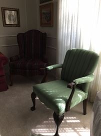 wing back chair and claw foot chair