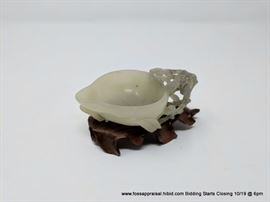 Jade Bowl on Wood Stand
