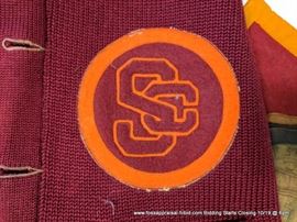 USC Lot Varsity Sweater and pennants