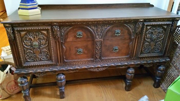 1920's Jacobean Buffet with Dining Room Set
