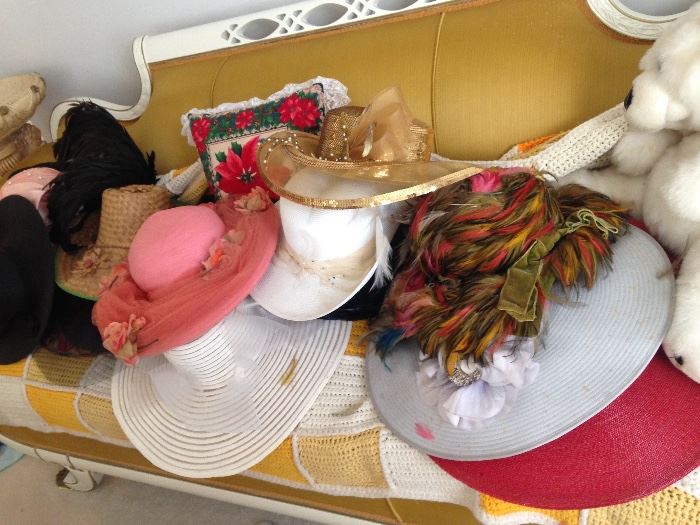 YES WE HAVE HATS! DOZENS OF HATS MANY CUSTOM MADE FROM VINTAGE MAKERS IN THE DETROIT AREA IN THE 40'S-60'S
