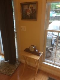 Fireplace clock and one folding table