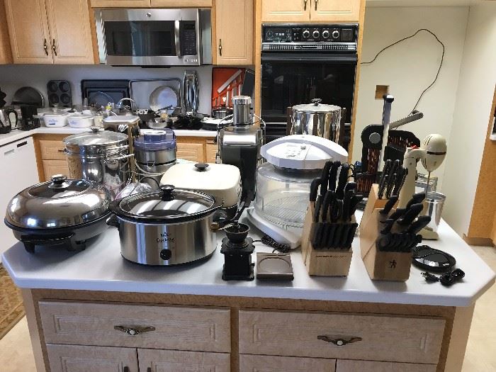 Kitchen has a large variety of small appliances