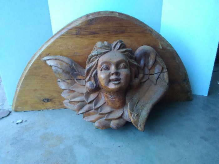 Carved Wood Angel Decor