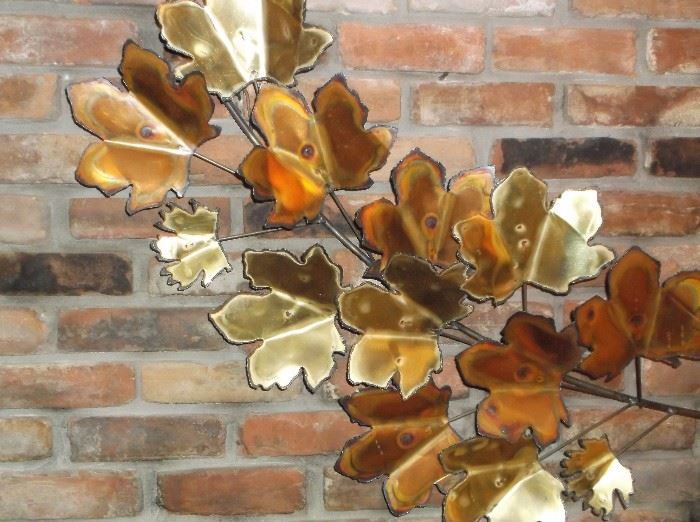 Brass and copper leaves wall hanging