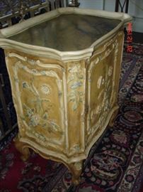 19TH .C VENETIAN CARVED WITH ORIGINAL PAINT CABINET WITH FAUX INSET TOP.