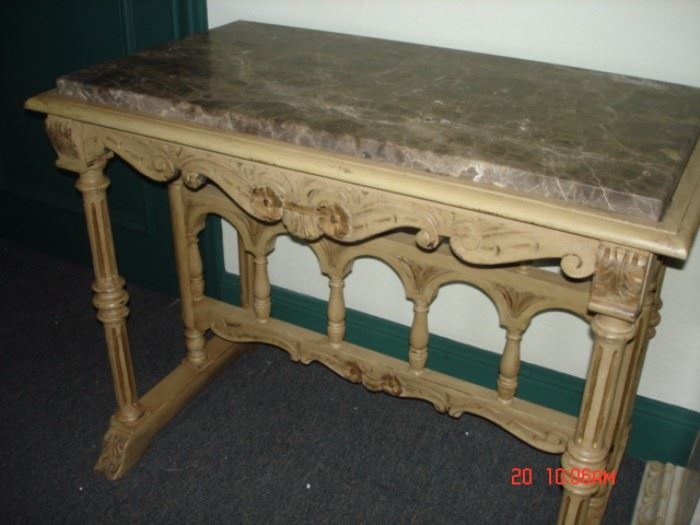 FRENCH MARBLE TOP SERVING TABLE 
