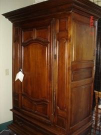LATE 17TH.C  French armoire walnut with original engraved lockbox and key, 