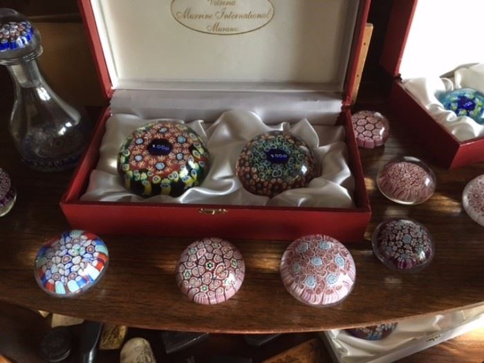 Murano paper weight collection