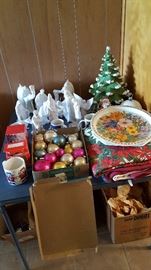 Lots of Christmas items - ceramic nativity set, and lots more