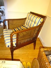(2) Wicker and wood chairs