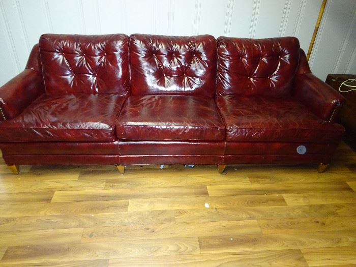 Wine Colored Leather Sofa