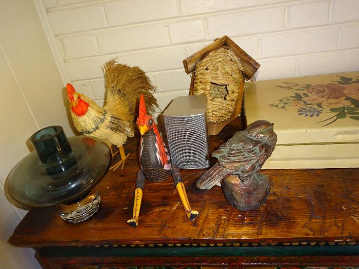 Roosters and Pewter Bird