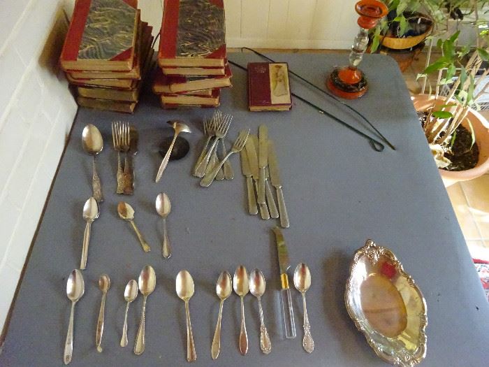 Sterling Silver Flatware. Diaries and other Books dated 1900.