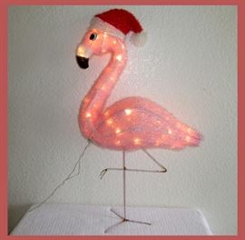 Fuzzy Lighted Flamingo, remove her Santa Hat and Display her all year long 