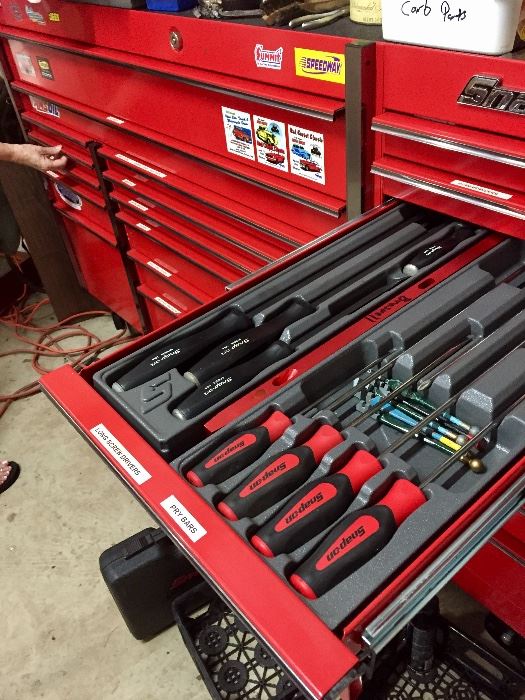 New Snap On tools cabinet  and all tools in Snap On tool cabinet being sold as one set. Available Friday