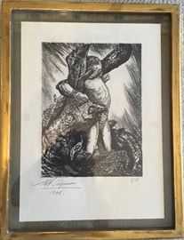 David Siqueiros Lithograph, (1896-1974), "The Bound Man"; 17"x12"