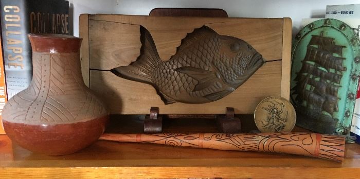Fish Mold; Native American Vase; Conical Gourd; Vintage Bookend