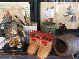 Japanese Shoes, Ceramic Figure, Ink Brushes