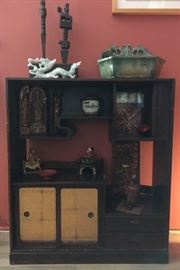 Small Etagere Holding Porcelain, Pottery, and Bronze Treasures