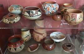 Southwest Pottery Bowls by: Susana Aguilar; Irene Shupla; Rena Kavena; Mary Juan; Elmer Gates; Adelle L. Nampeyo; Ramona Ami; B. Manuel; R. Arayon; M-Sunn; Gary & Pearl; Michael Kanteena...