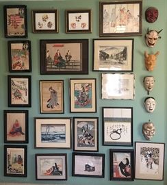 Noh Masks; Wood Block Prints by Kunishika Toyohara,  More