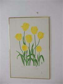 P. Chu Signed Serigraph of Flowers