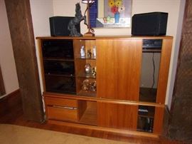 Danish/Teak entertainment center , electronics, stereo, Bose and more