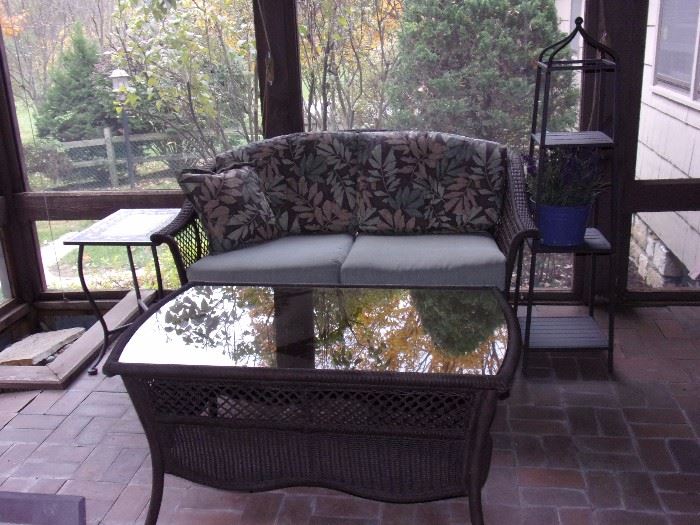 Patio loveseat , coffee table, end tables and more