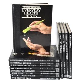 "The Prevention Total Health System" Book Series: A 13-volume series titled The Prevention Total Health System. Published by Rodale Press in Emmaus, Pennsylvania, the 13 volumes were written by the editors of Prevention Magazine, with various copyright dates. Individual titles include The Master Plan, Food and Nutrition, Natural Weight Loss, Healthy Cooking, and more. Each hardback book features a photographic illustration to the front cover with additional black-on-white and color Illustrations throughout the text.