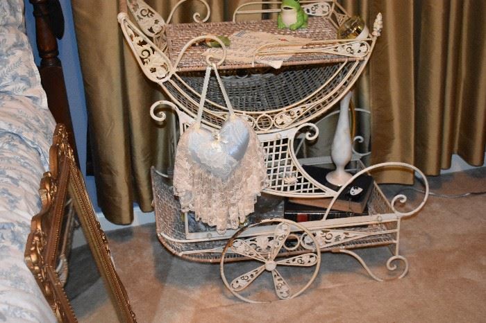 Lovely Victorian Scrolled Metal Tea Cart with Wheels