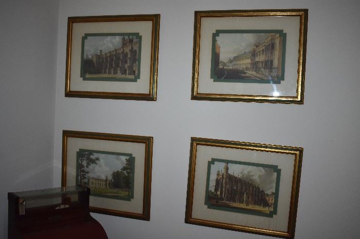 Beautifully Framed Antique Art of Historic Buildings 