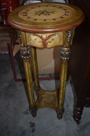 Beautiful Plant Stand Hand Painted and Trimmed in Ornate Gold Accents!