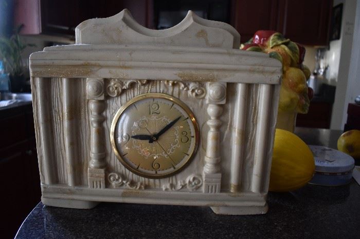 Very Heavy Quality Marble Mantle Clock circa 1930's in excellent running condition!