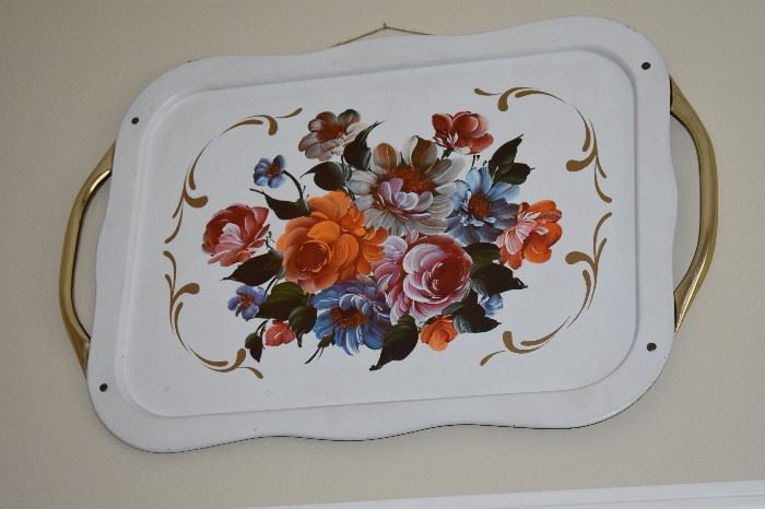 Beautiful Metal Trays in this Estate - Highly Collectible and sought after - these trays are handpainted and in Wonderful Condition at least 5/6 large ones are here