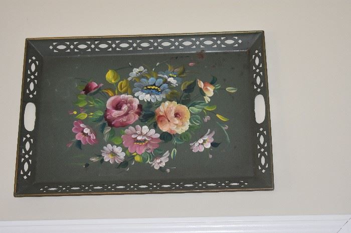 Beautiful Metal Trays in this Estate - Highly Collectible and sought after - these trays are handpainted and in Wonderful Condition at least 5/6 large ones are here