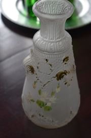 Antique Handpainted Frosted Glass Vase