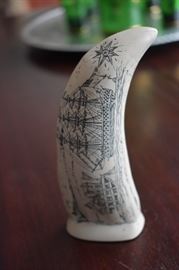 Scrimshaw with detailed Sailing Ship and Angels