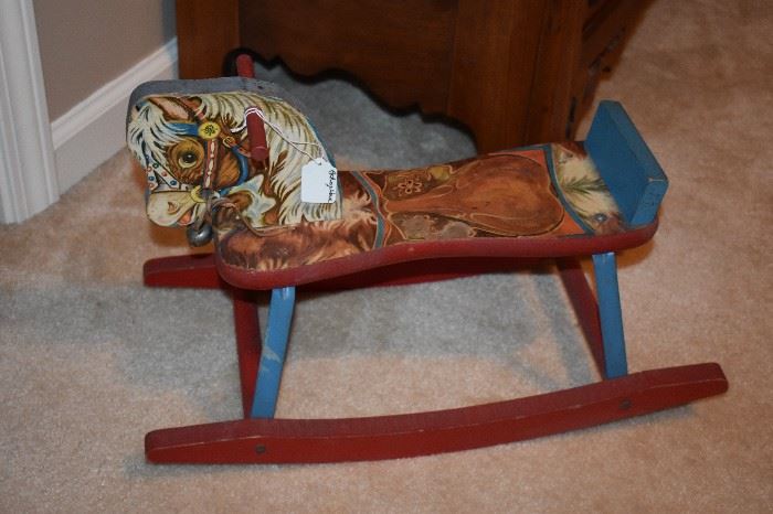 Childs Antique Rocking Horse with Bells that ring located under the Saddle