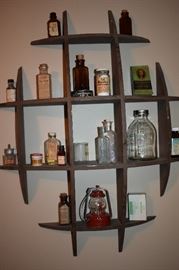 Very Collectible Antique Pharmaceutical Bottles and Display Shelf