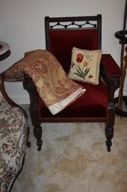 One of 3 Matching Parlor Chairs in Beautiful Condition! 1 Arm Chair and 2 Side Chairs