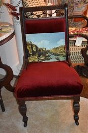 One of 3 Matching Parlor Chairs in Beautiful Condition! 1 Arm Chair and 2 Side Chairs. We have so much here we are even displaying paintings and prints in chairs, etc.