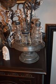 Antique Silver and Cut Glass Cruet Set