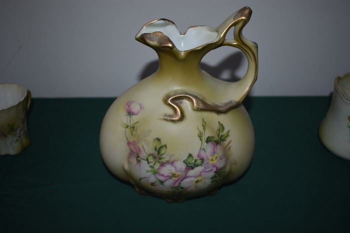 Hand Painted Nippon most in Bisque Finish pictured here: Beautiful Pitcher Vase